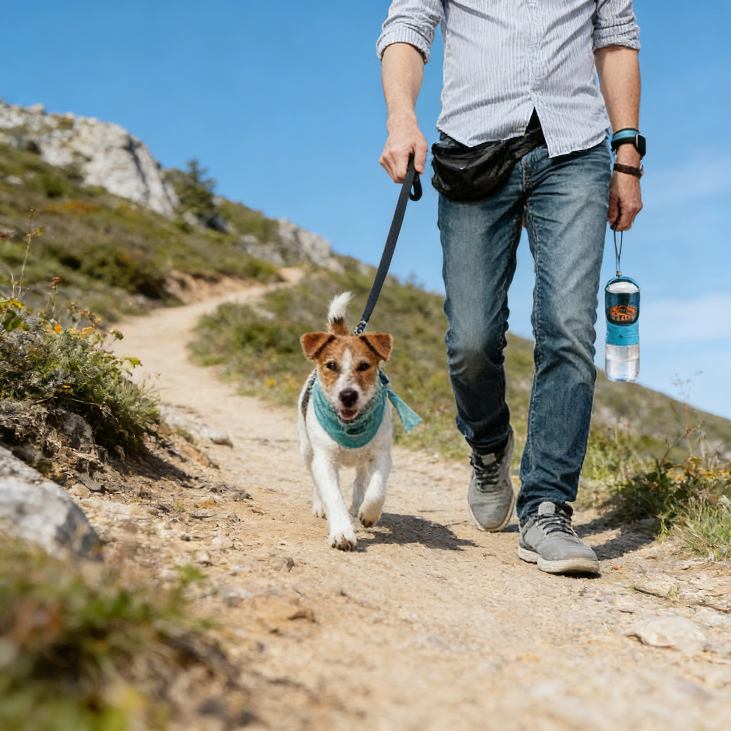 2-in-1 Portable Dog Water Bottle with Food Container – Leak-Proof Pet Travel Water Bowl for Walking, Hiking
