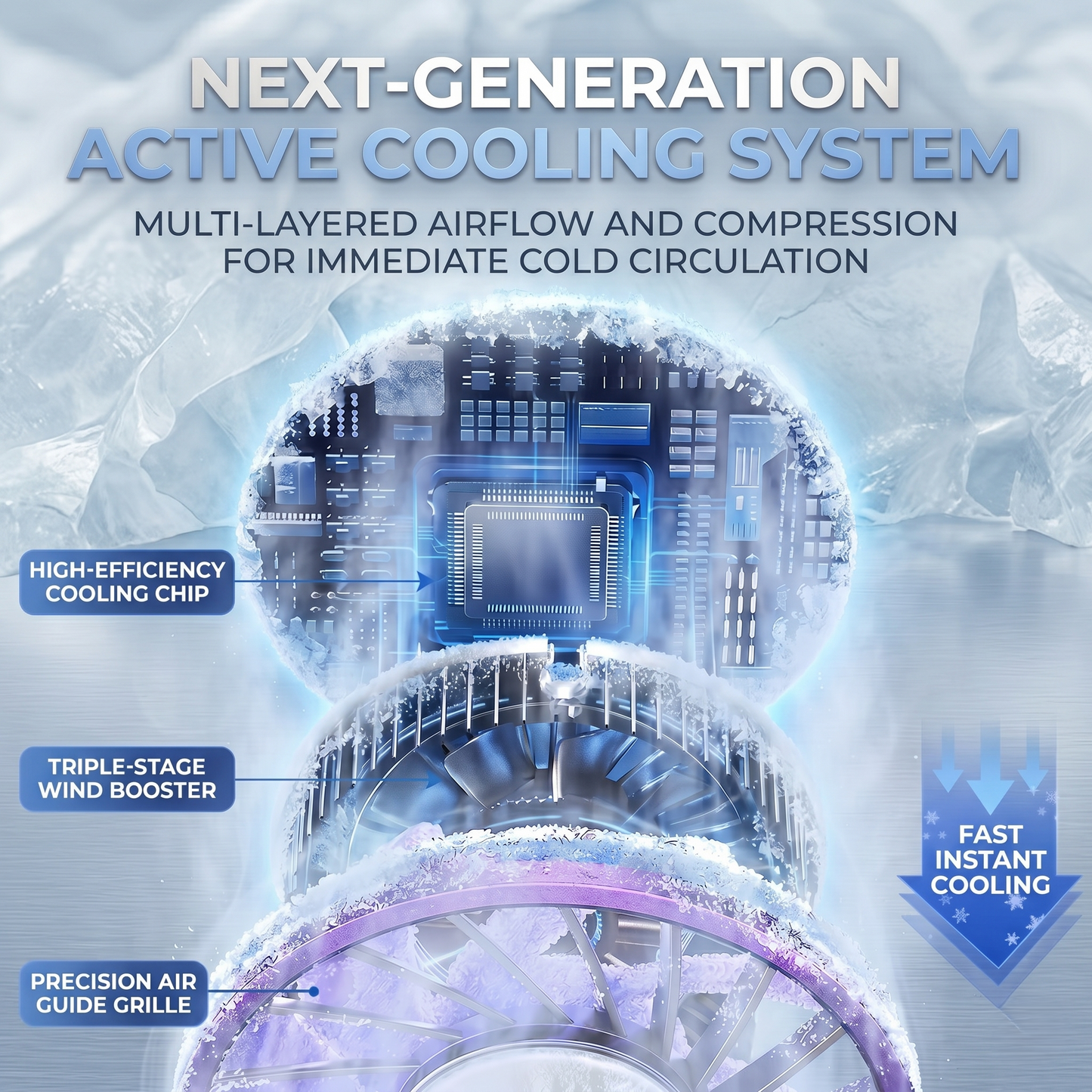 Smart AI Turbo Desk Fan with Active Ice-Cooling &amp; Ultra-Quiet Operation