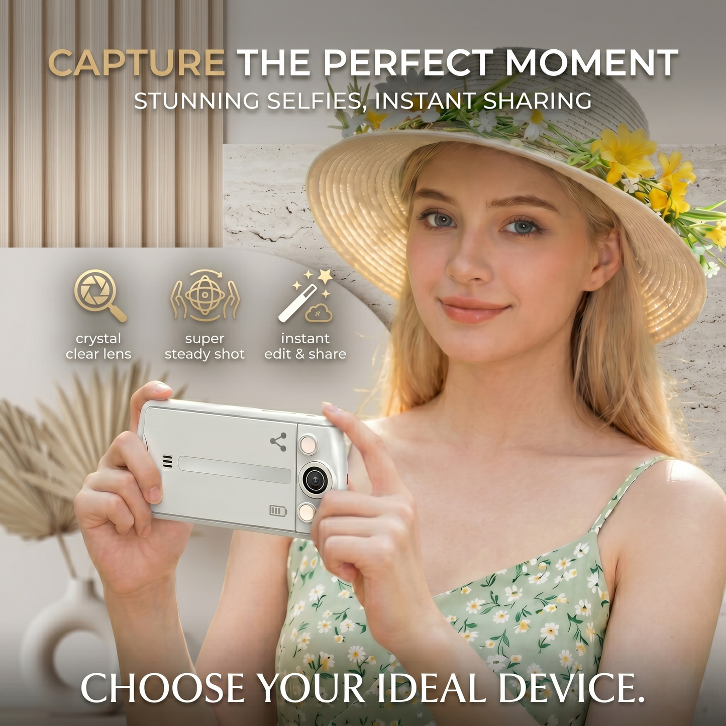 64MP Ultra-HD Foldable Vlogging Selfie Camera with 4K Stabilization &amp
