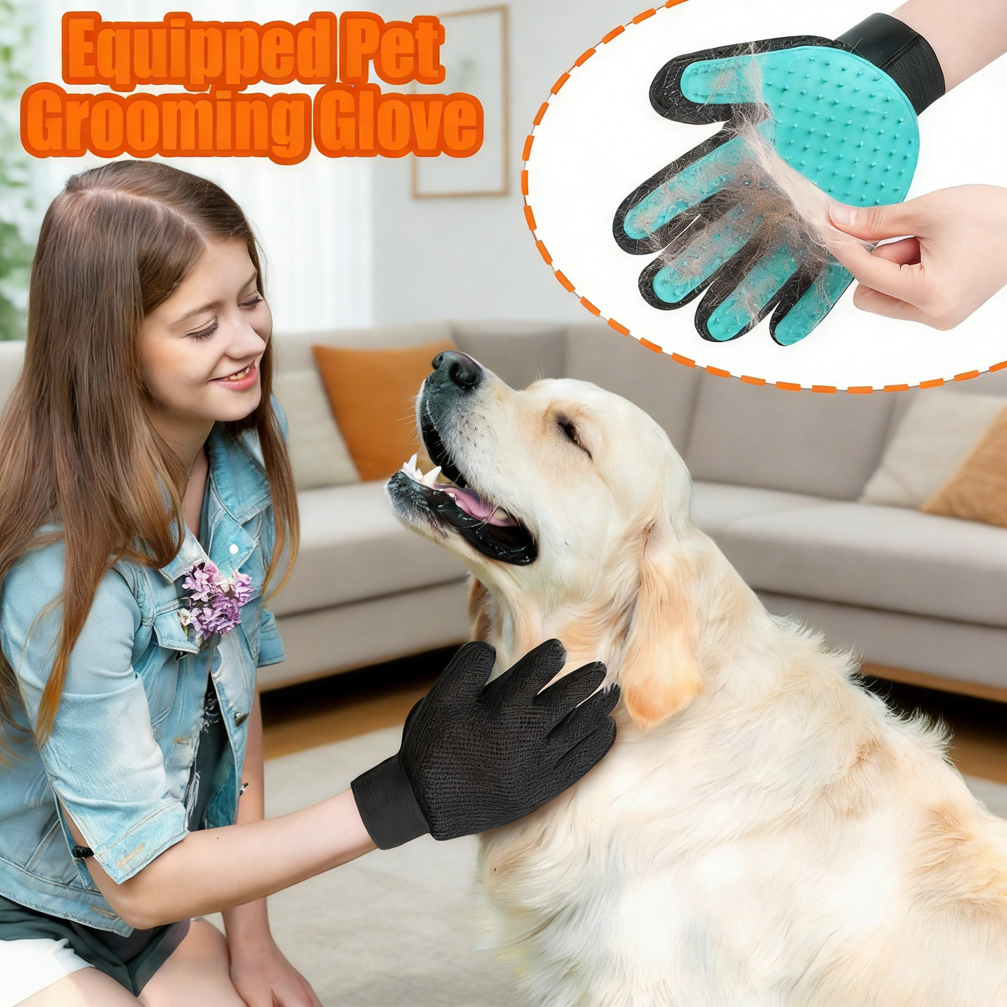 Multi-Functional Garden Hose Nozzle with Soap Dispenser & Pet Grooming Glove – 8 Spray Patterns for Washing, Watering & Pet Care