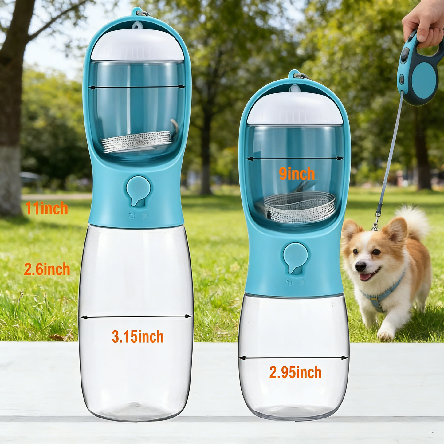 2-in-1 Portable Dog Water Bottle with Food Container – Leak-Proof Pet Travel Water Bowl for Walking, Hiking