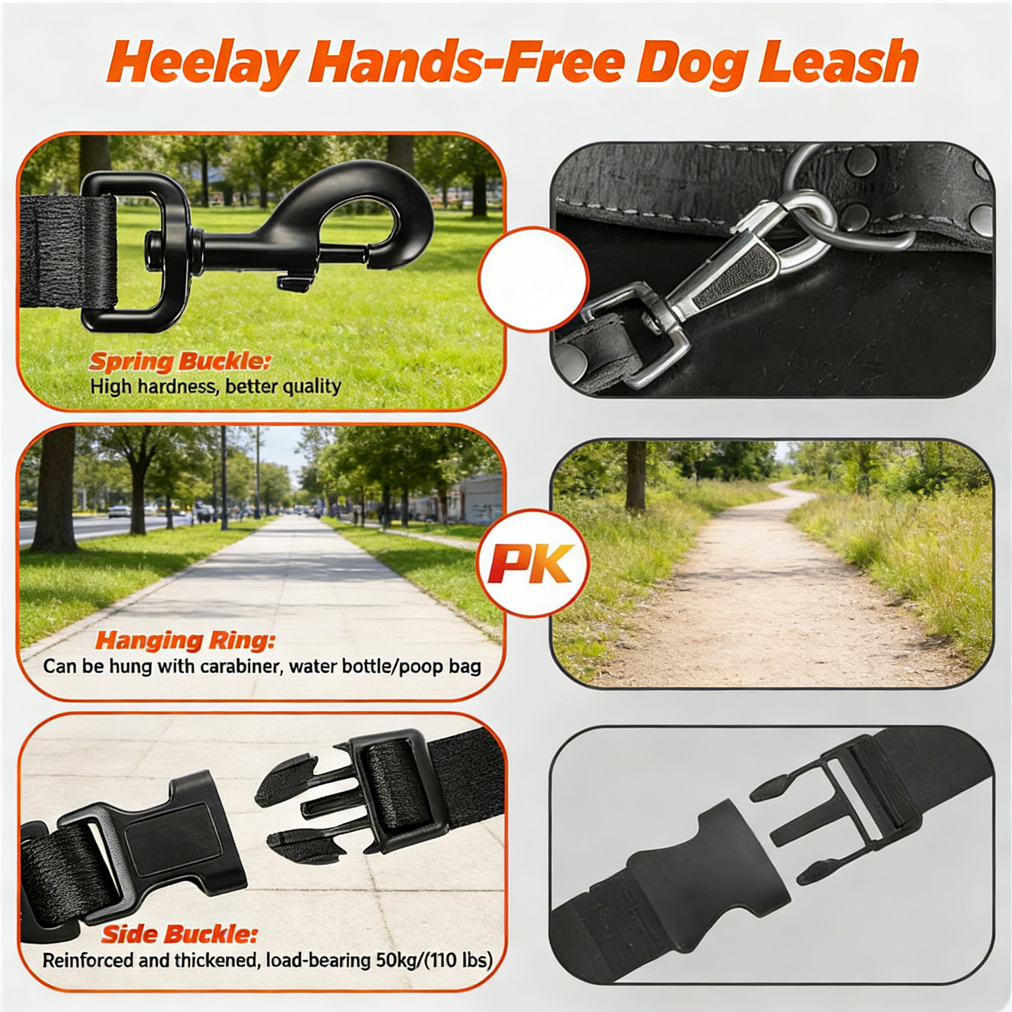 Hands-Free Adjustable Dog Leash – Crossbody Waist Leash for Walking, Hiking & Running