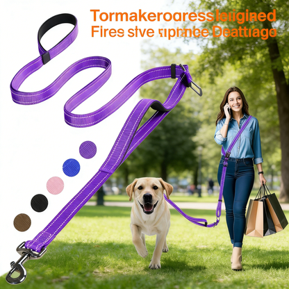Hands-Free Adjustable Reflective Dog Leash for Large Dogs Over 30 Pounds