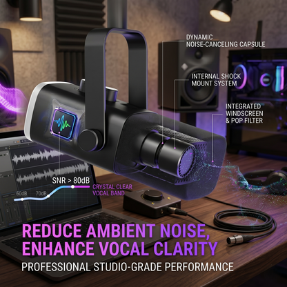 Pro Dynamic RGB Microphone with Advanced Noise Canceling & Zero-Latency Monitoring