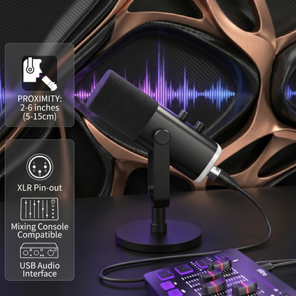 Pro Dynamic RGB Microphone with Advanced Noise Canceling & Zero-Latency Monitoring