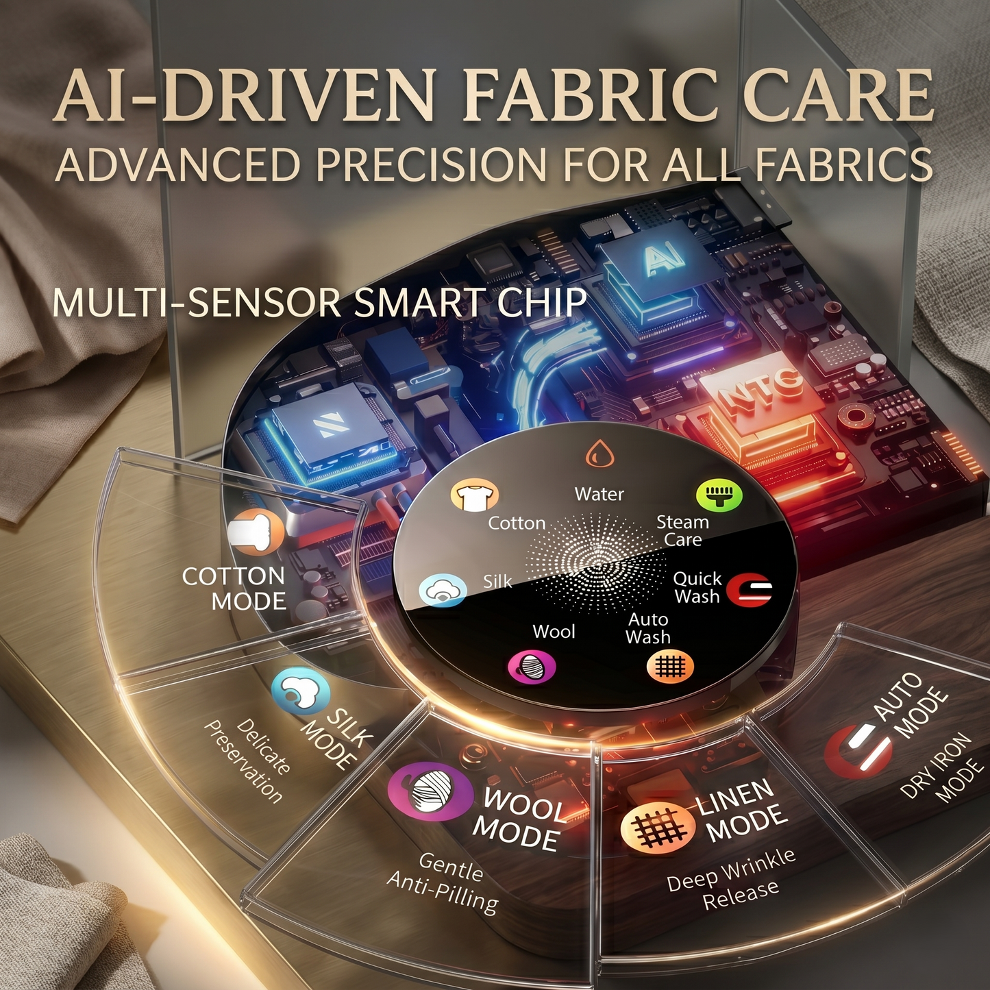 AI-Powered Portable Steam Iron with T-Shaped Ceramic Soleplate for Luxury Fabrics