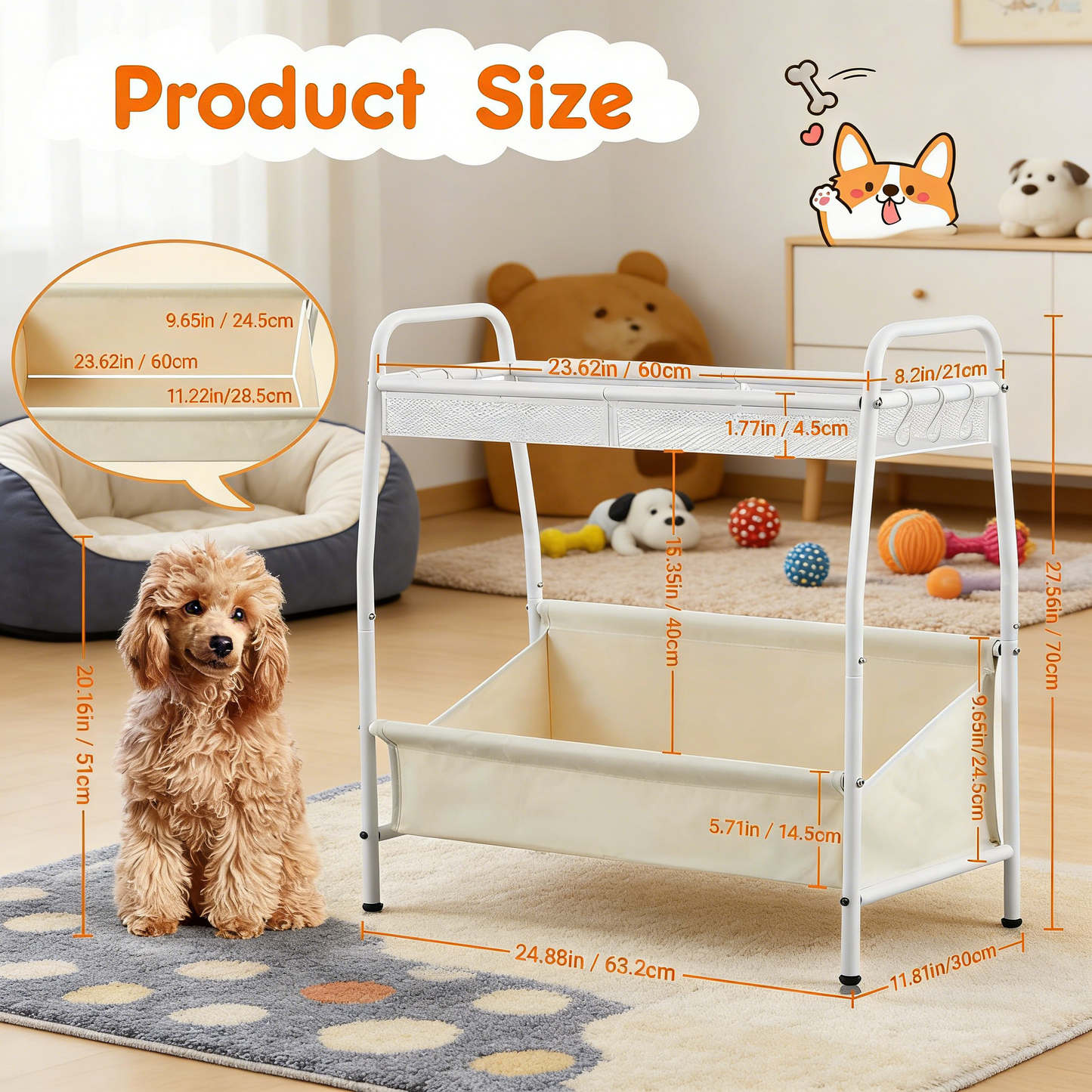 3-in-1 Multifunctional Dog Toy Storage Basket Organizer