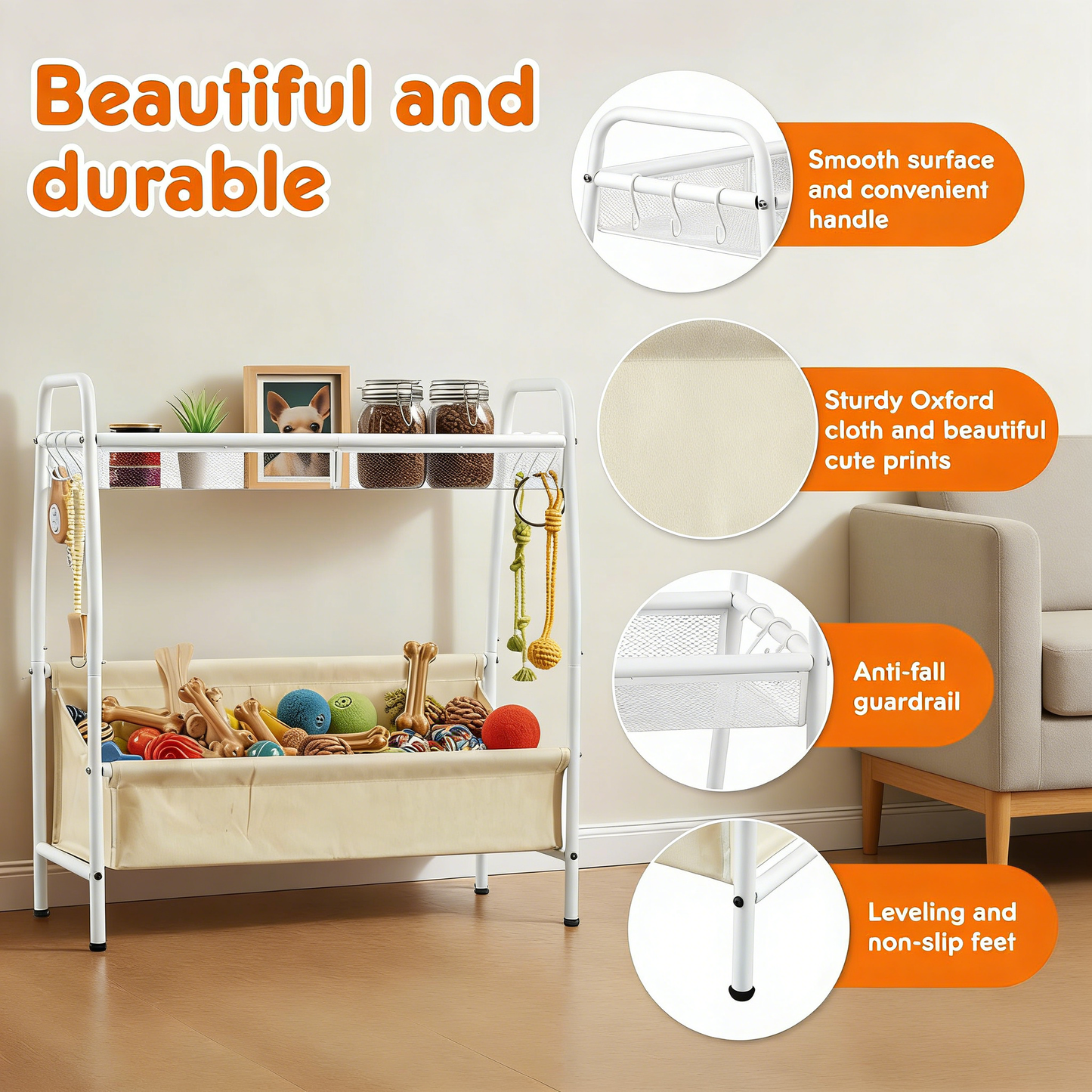 3-in-1 Multifunctional Dog Toy Storage Basket Organizer